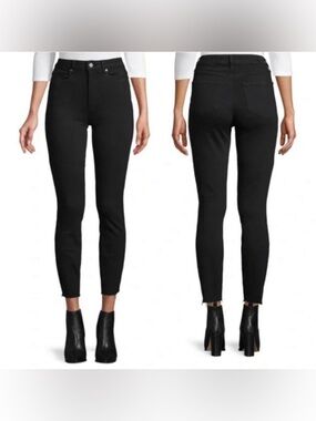 NWT $219 PAIGE Hoxton High Rise Ankle‎ Skinny Jeans Black Overdye 29 Raw Hem